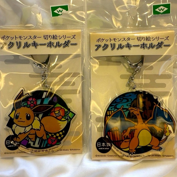 Pokemon Charizard Eevee Acrylic Key Holders Japan - Picture 1 of 4